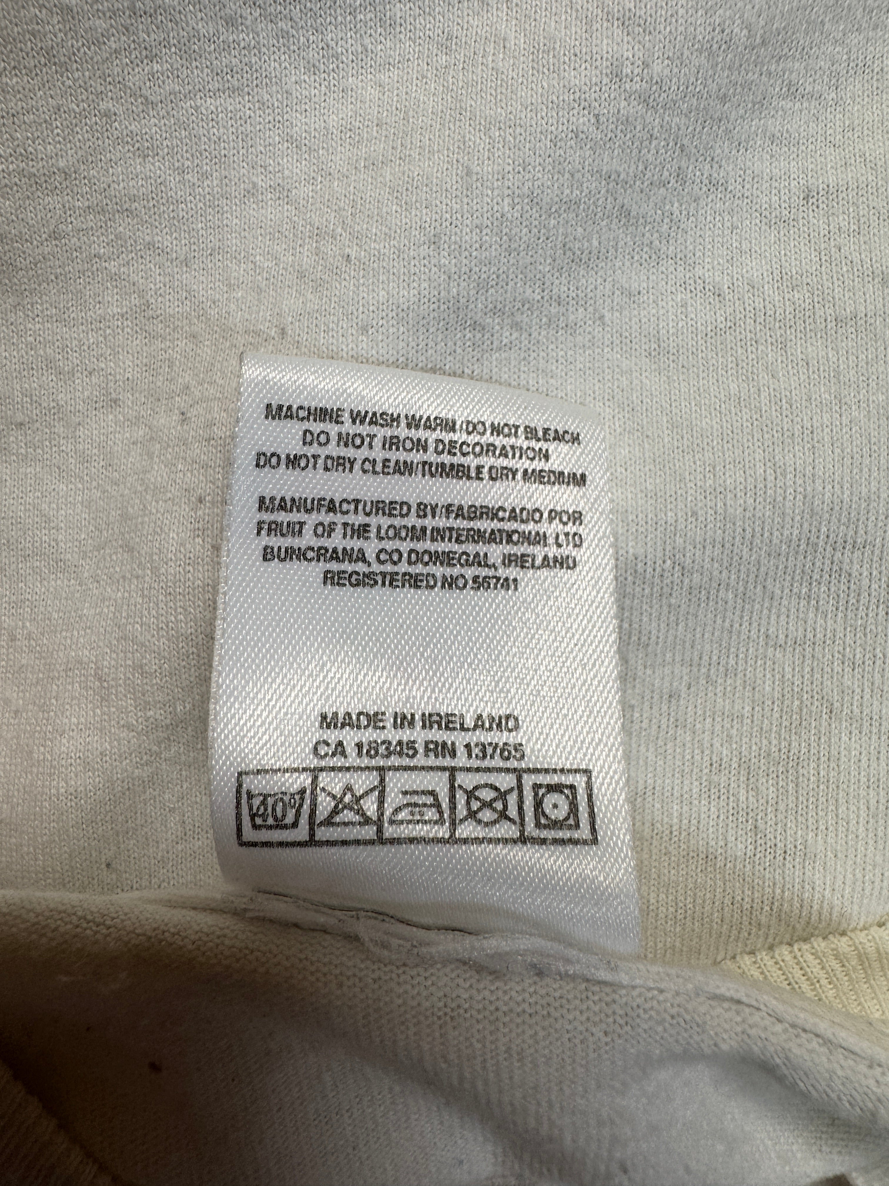 Vintage Fruit Of The Loom Shirt 90s Logo Print Made In Ireland Single Stitch Weiß L