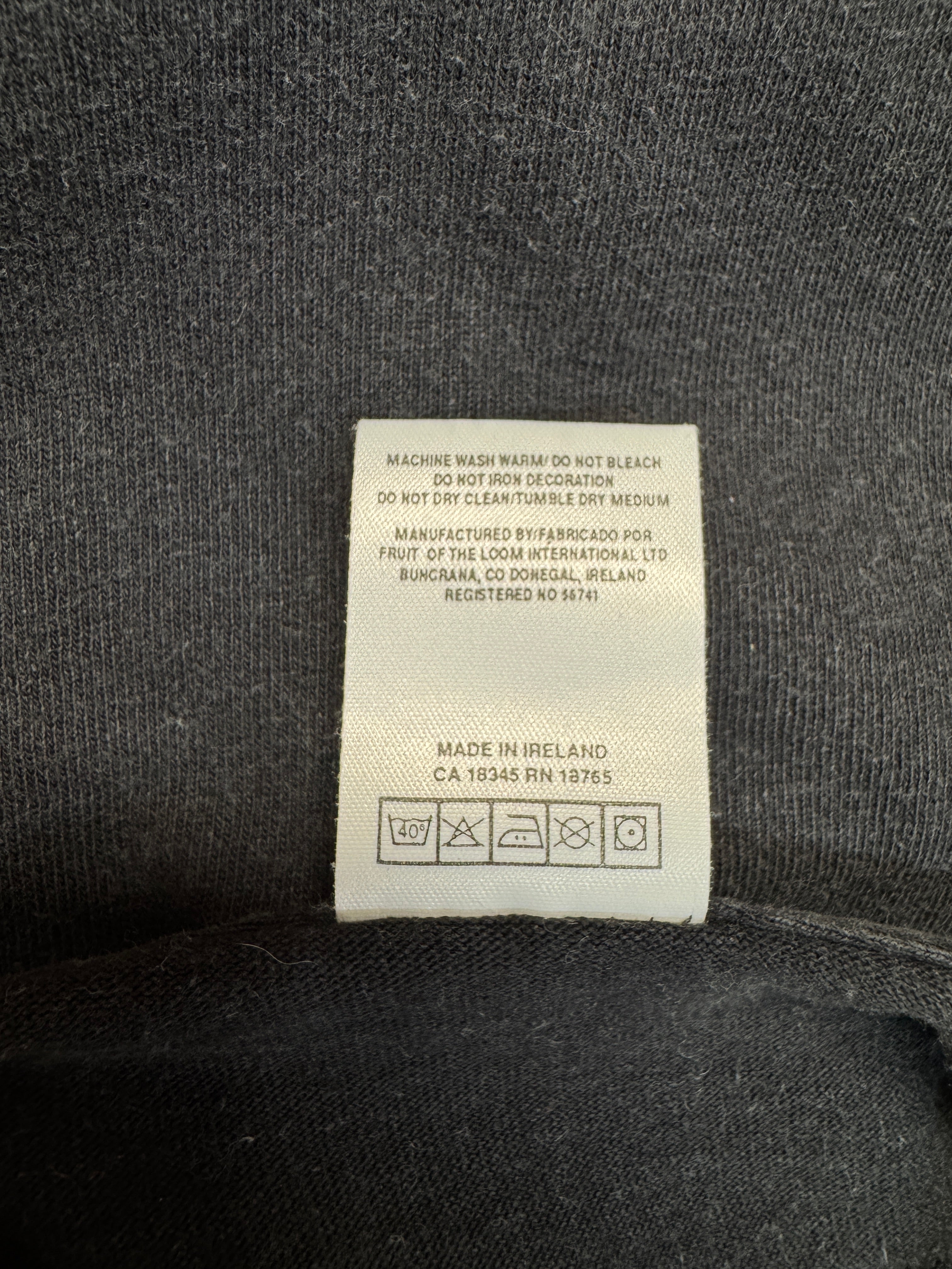Vintage Fruit Of The Loom Shirt 90s Blank Made In Ireland Single Stitch Schwarz S