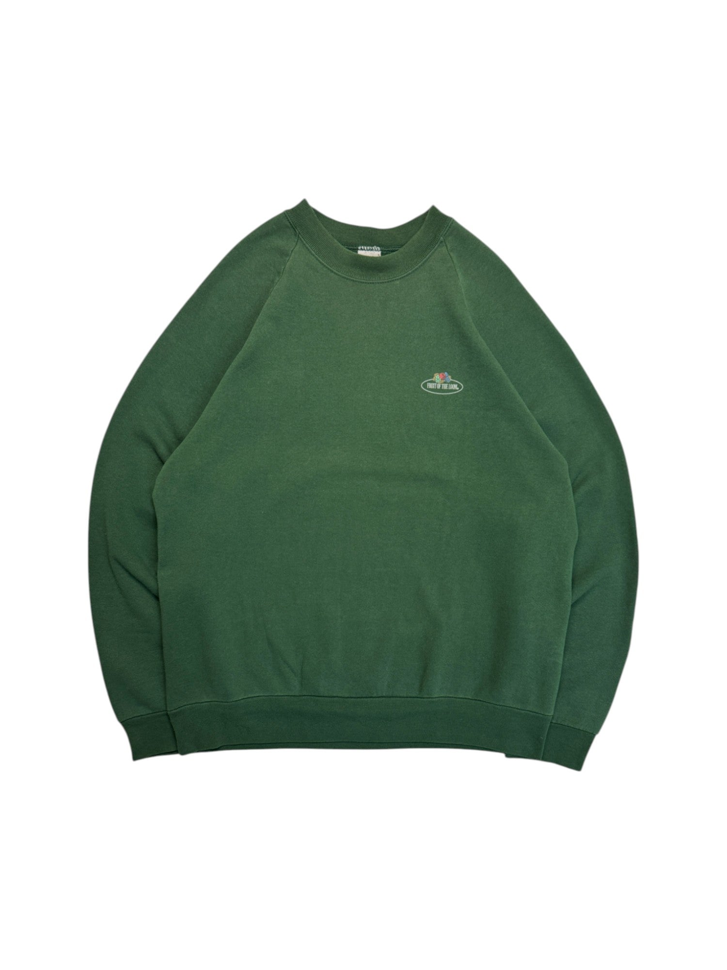 Vintage Fruit Of The Loom Sweater 90s Blank Made In Ireland Grün L