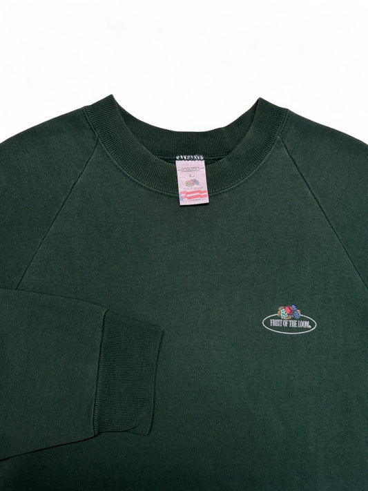 Vintage Fruit Of The Loom Sweater 90s Blank Made In Ireland Grün L