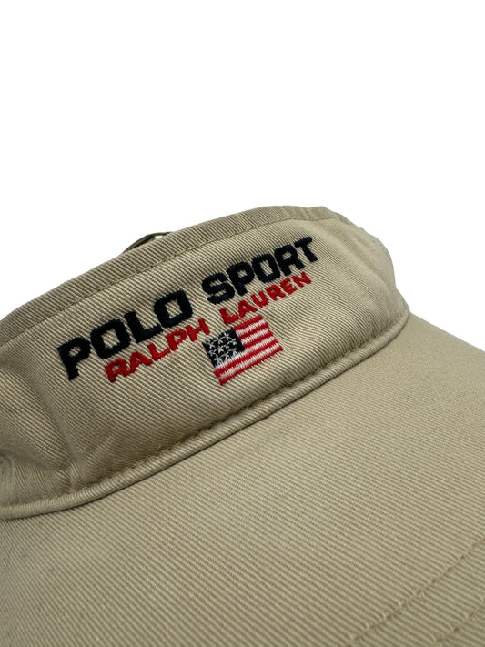Vintage Ralph Lauren Cap/Steckschirm Polo Sport Tennis Beige/Braun One Size