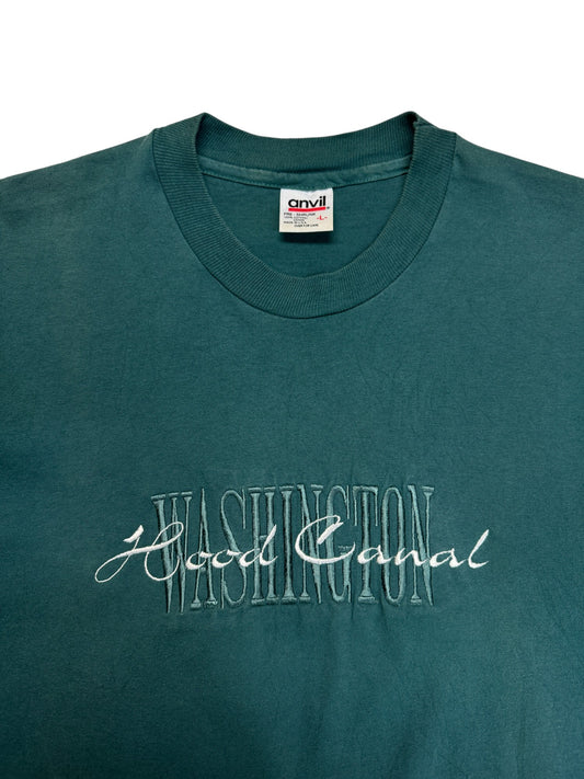 90s Anvil Souvenir Shirt "Washington Hood Canal" Single Stitch Made In USA Grün L