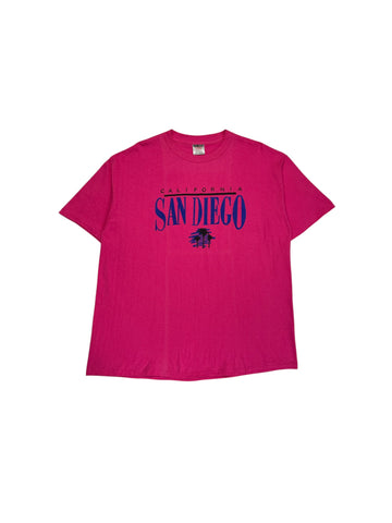 90s Oneita Souvenir Shirt "California San Diego" Made In USA Single Stitch Rosa XL