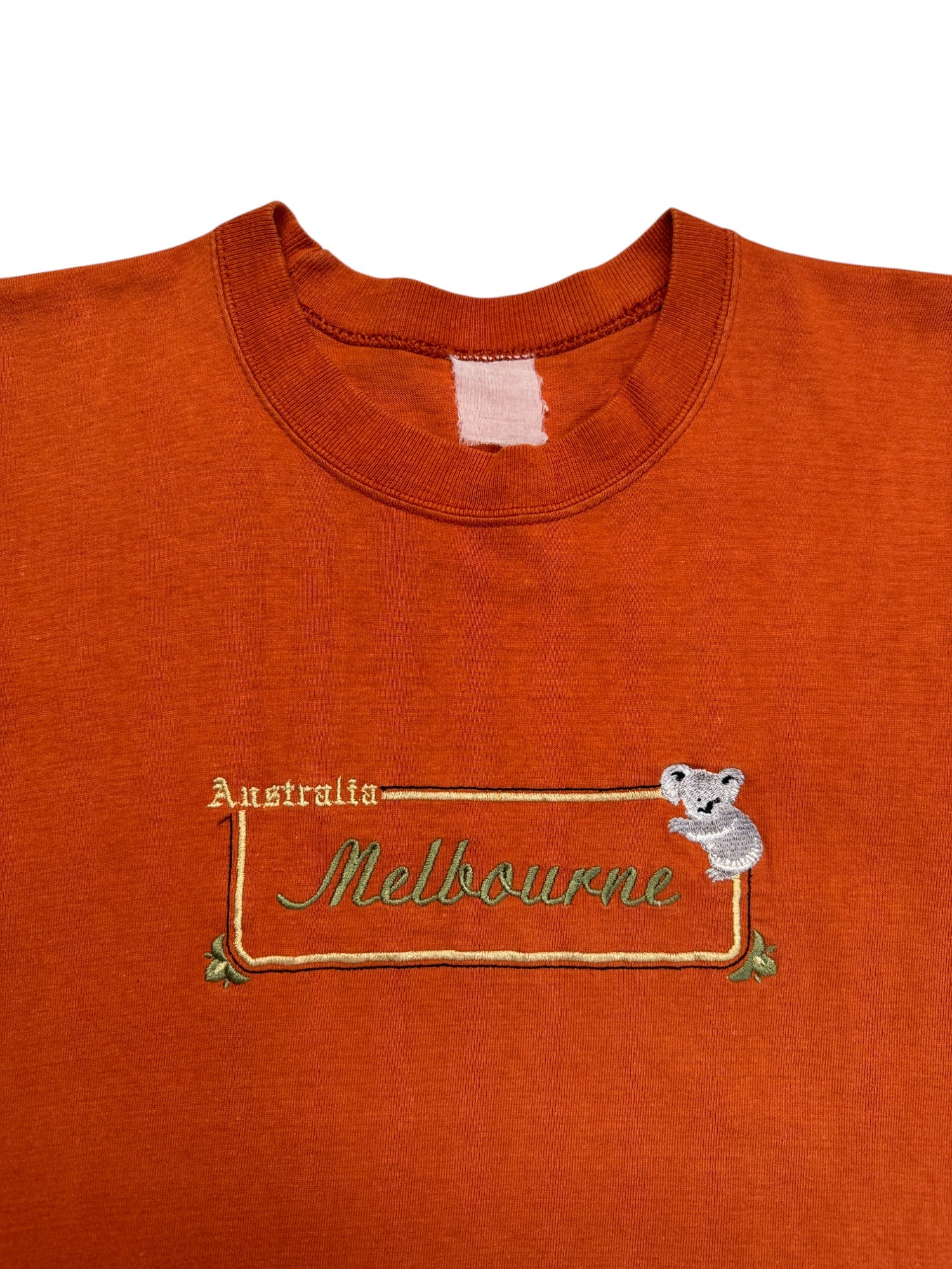 80s Souvenir Shirt "Australia Melbourne" Bestickt die Orange M-L