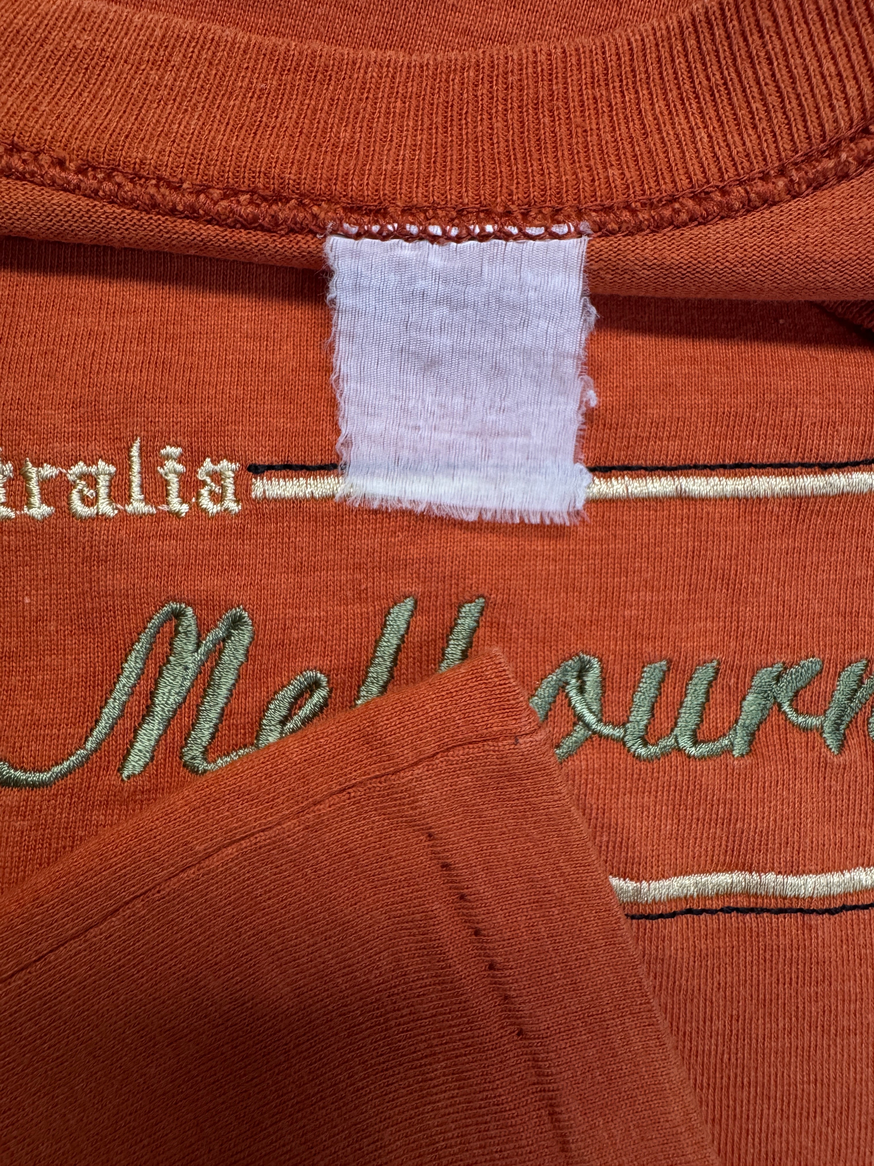 80s Souvenir Shirt "Australia Melbourne" Bestickt die Orange M-L