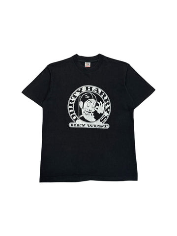 90s Fruit Of The Loom Souvenir Shirt "Dirty Harry’s Key West" Made In USA Single Stitch Schwarz M