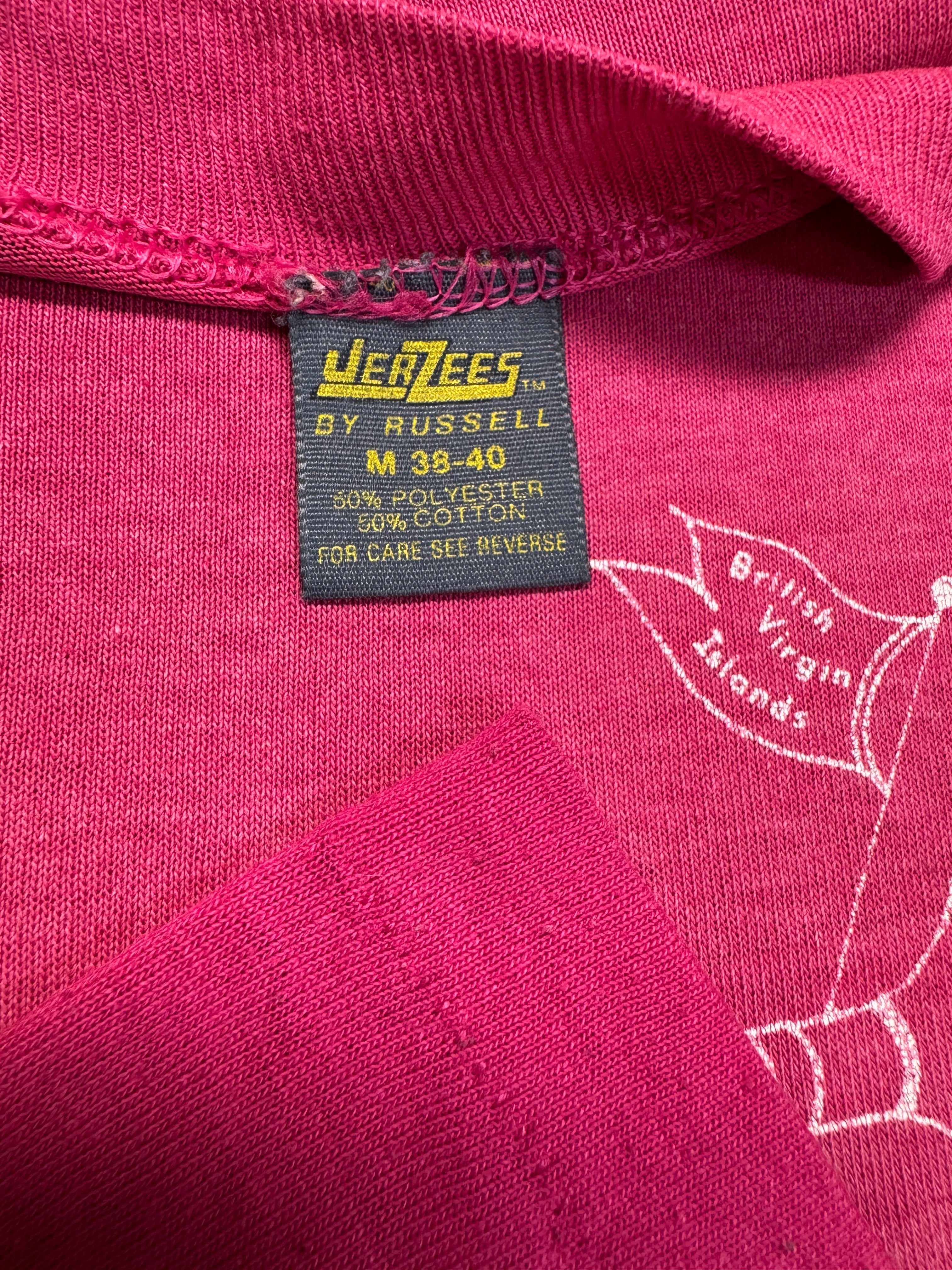 80s Jerzees Souvenir Shirt "British Virgin Islands" Made In USA Single Stitch Rosa M