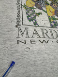 90s TeeJays Trashed Souvenir Shirt "Mardi Gras - New Orleans" Double Sleeve Made In USA Single Stitch Heather Grau M