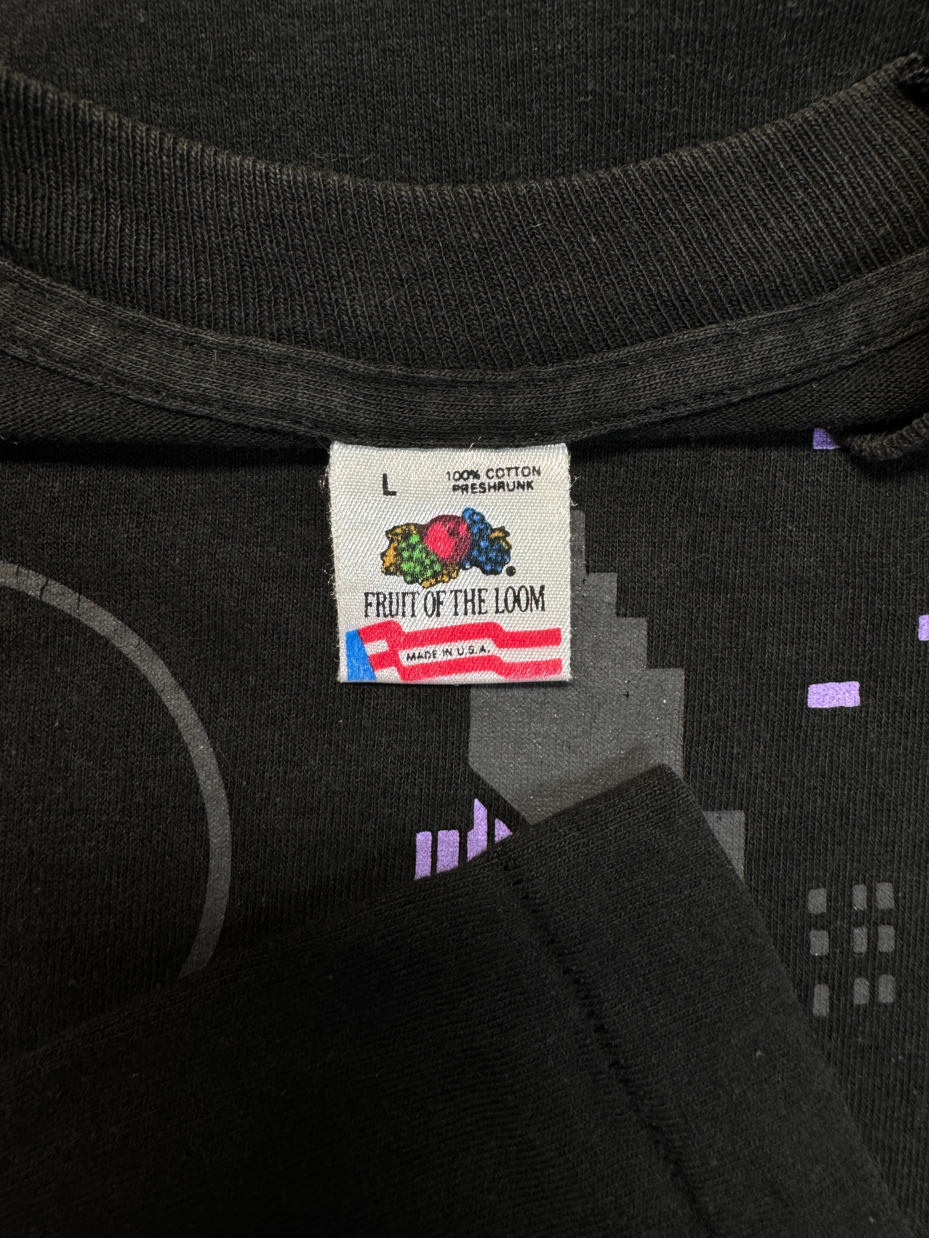 90s Fruit Of The Loom Souvenir Shirt "Manhattan" Art Print Made In USA Single Stitch Schwarz L