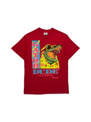 80s Tee-Jays Souvenir Shirt "Gator Dude - Florida Orlando" Single Stitch Made In USA Rot L