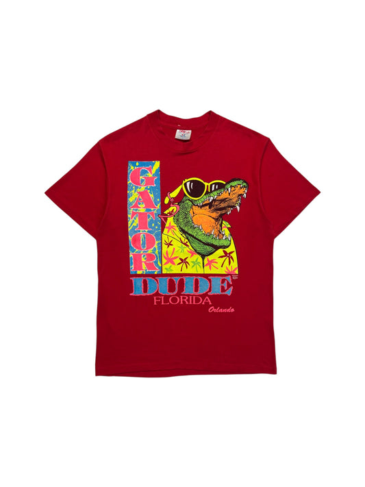 80s Tee-Jays Souvenir Shirt "Gator Dude - Florida Orlando" Single Stitch Made In USA Rot L