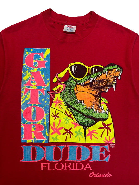 80s Tee-Jays Souvenir Shirt "Gator Dude - Florida Orlando" Single Stitch Made In USA Rot L