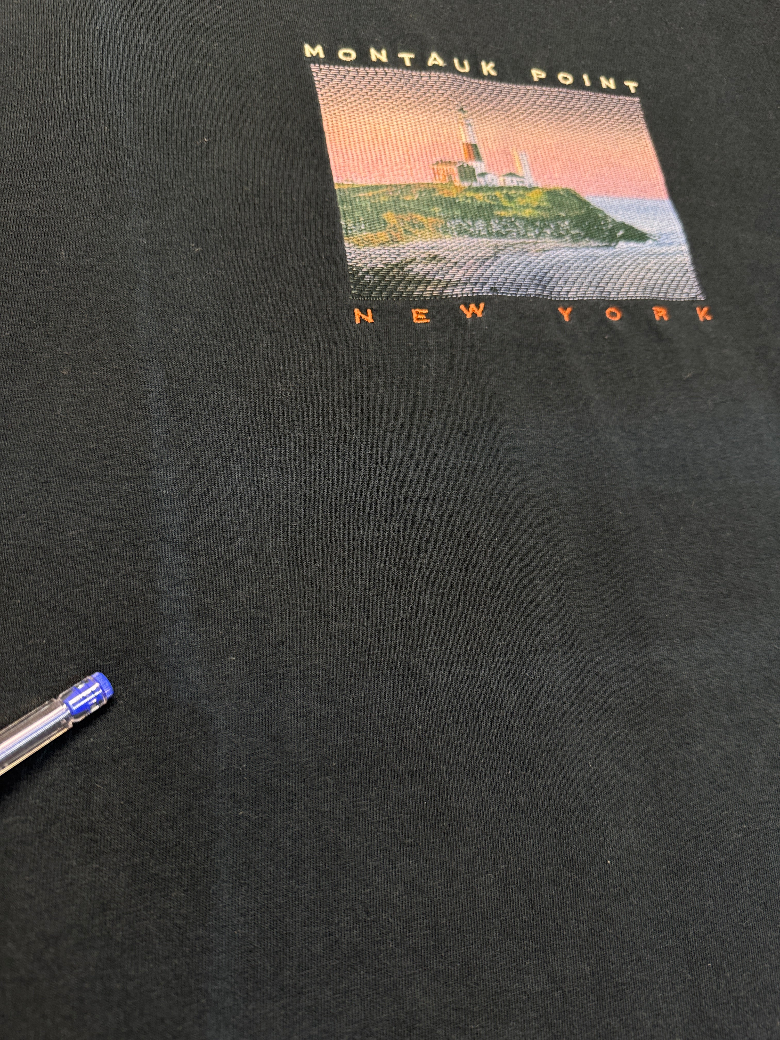 90s Yesterdays Souvenir Shirt Bestickt "Montauk Point - New York" Made In USA Schwarz L