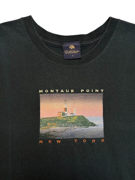 90s Yesterdays Souvenir Shirt Bestickt "Montauk Point - New York" Made In USA Schwarz L