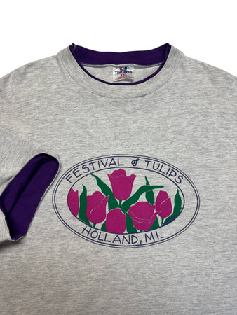 90s TeeJays Souvenir Shirt "Festival Of Tulips - Holland Michigan" Made In USA Single Stitch Heather Grau XXL