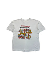90s Souvenir Shirt "I Survived Hong Kong" Single Stitch Weiß L-XL