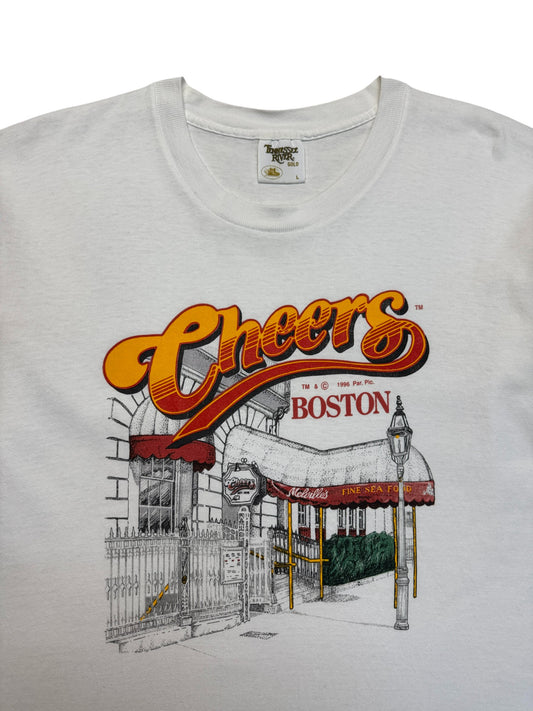 1996 Tennessee Gold Souvenir Shirt "Cheers Bar Boston" Single Stitch Made In USA Weiß L