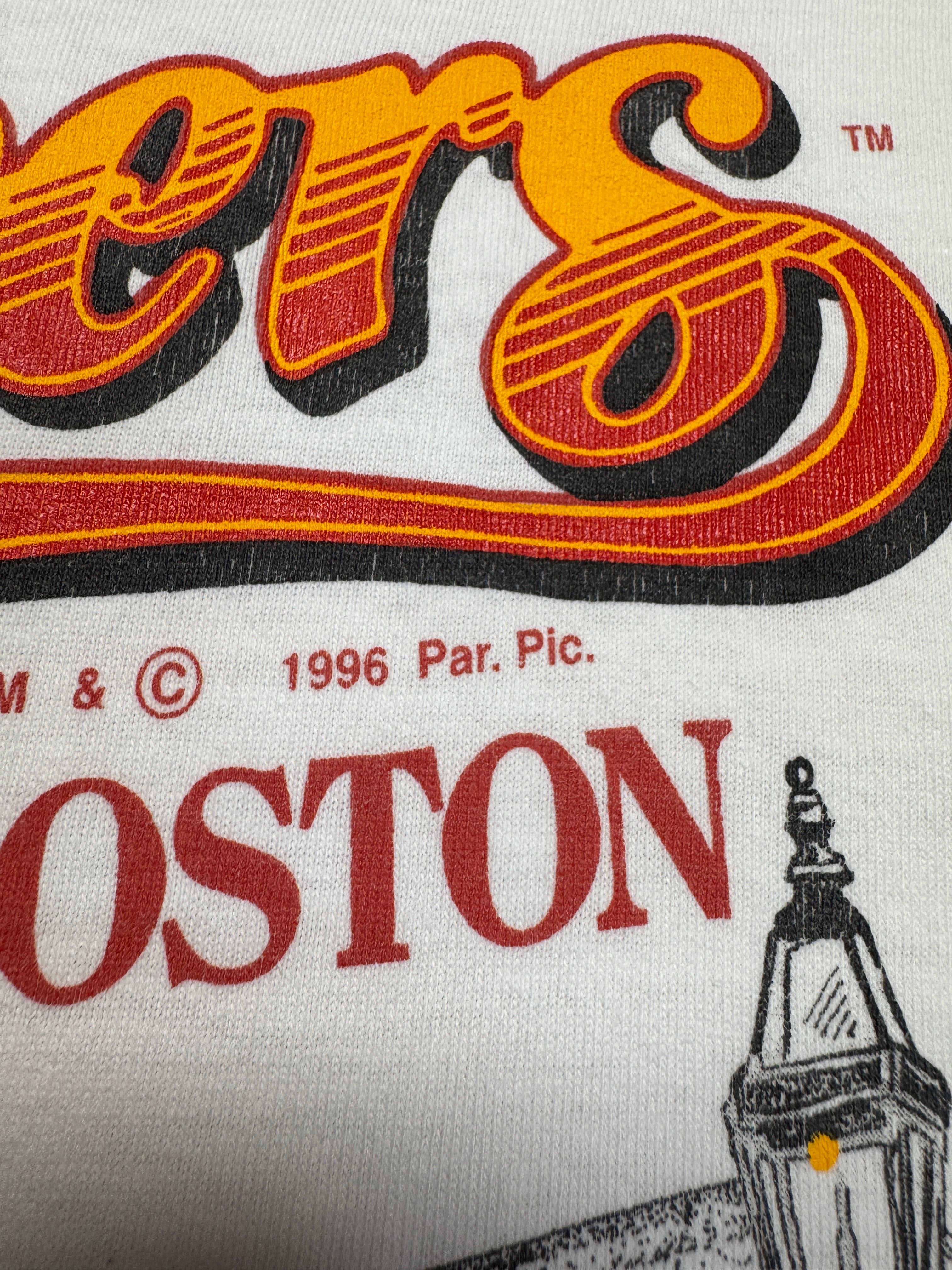 1996 Tennessee Gold Souvenir Shirt "Cheers Bar Boston" Single Stitch Made In USA Weiß L
