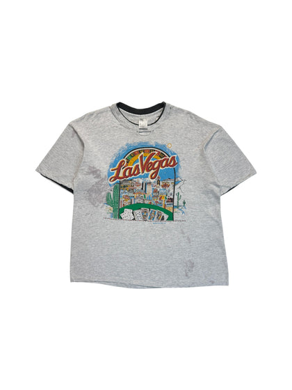 1991 L.A. Trashed Souvenir Shirt "Las Vegas" Double Sleeve Single Stitch Heather Grau XL