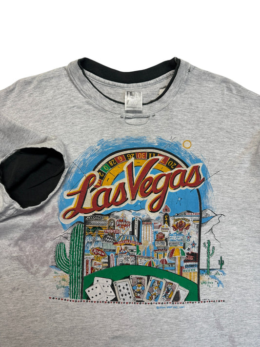 1991 L.A. Trashed Souvenir Shirt "Las Vegas" Double Sleeve Single Stitch Heather Grau XL