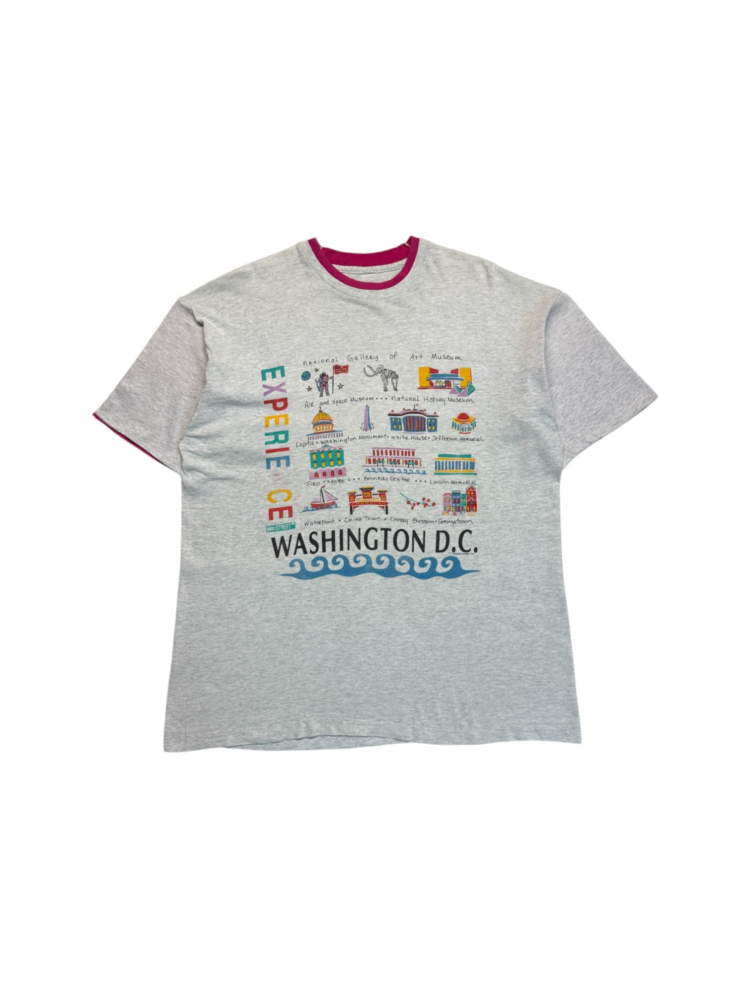 90s Souvenir Shirt "Washington D.C.- Experience 14th Street" Single Stitch Heather Grau L-XL