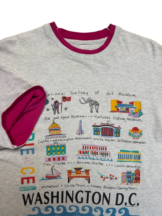 90s Souvenir Shirt "Washington D.C.- Experience 14th Street" Single Stitch Heather Grau L-XL
