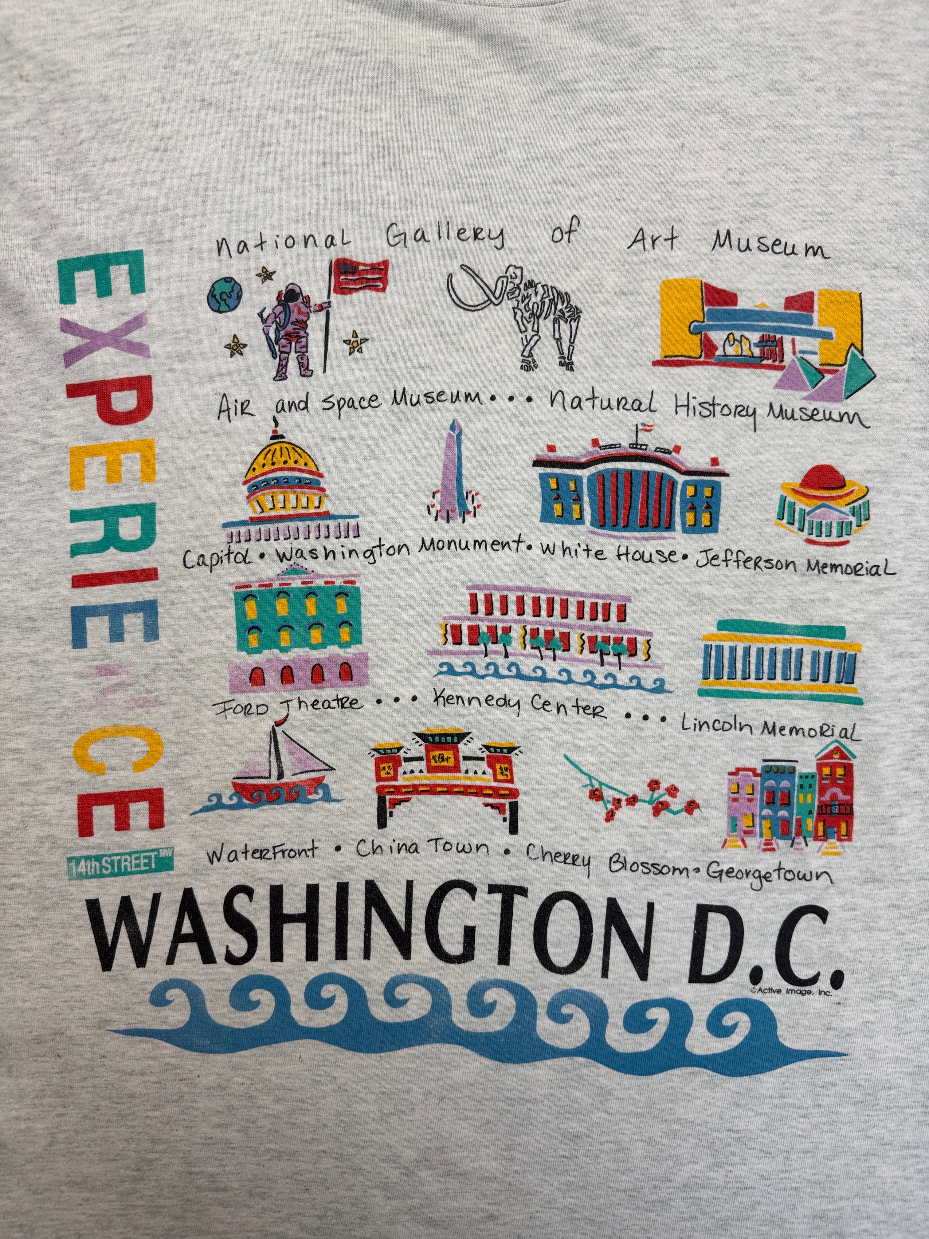 90s Souvenir Shirt "Washington D.C.- Experience 14th Street" Single Stitch Heather Grau L-XL