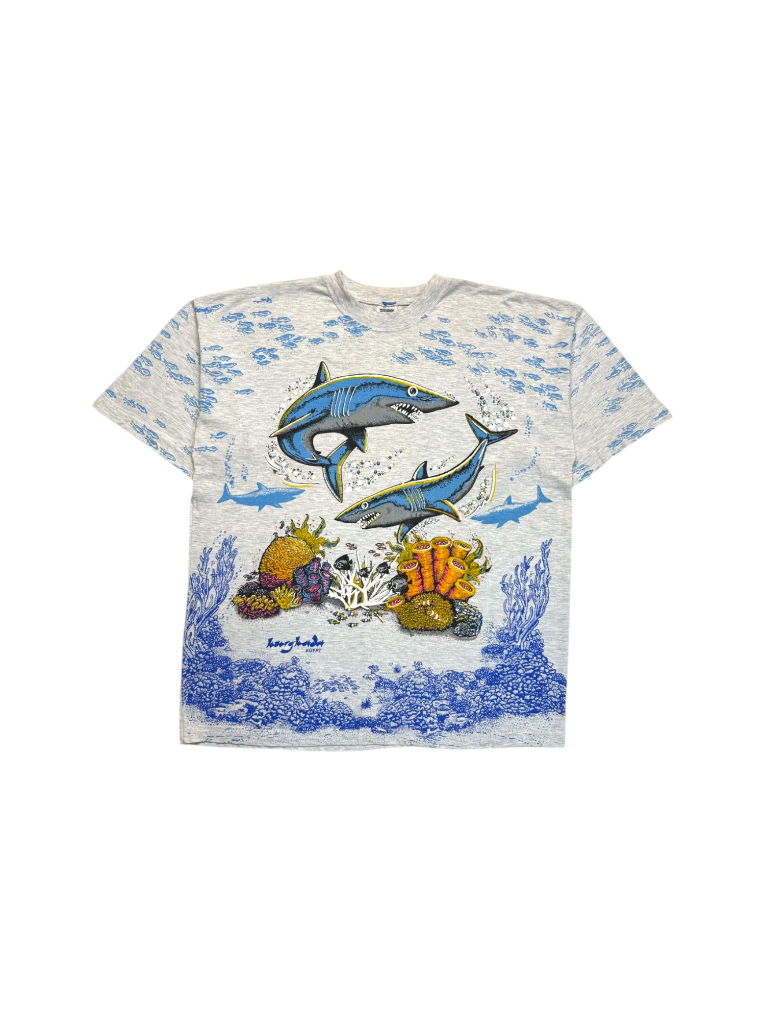 90s AOP Souvenir Shirt "Hurghada - Egypt" Grau L