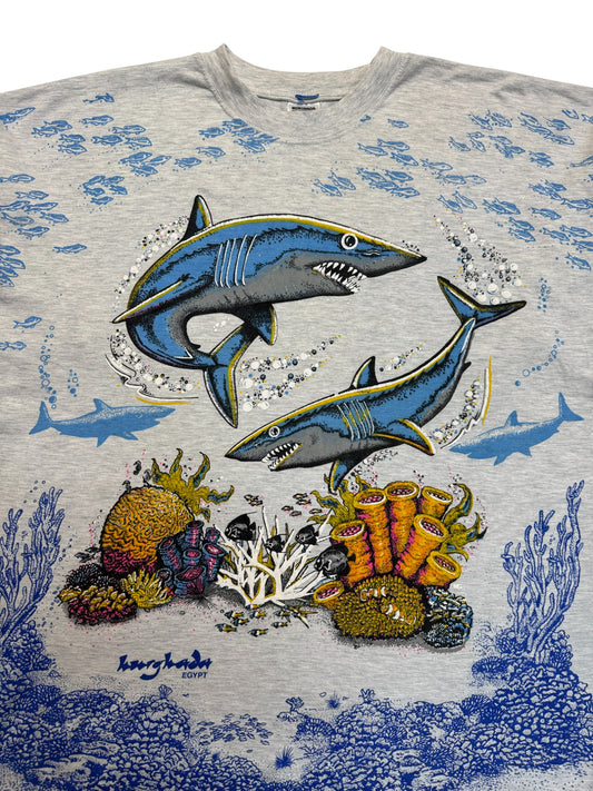 90s AOP Souvenir Shirt "Hurghada - Egypt" Grau L