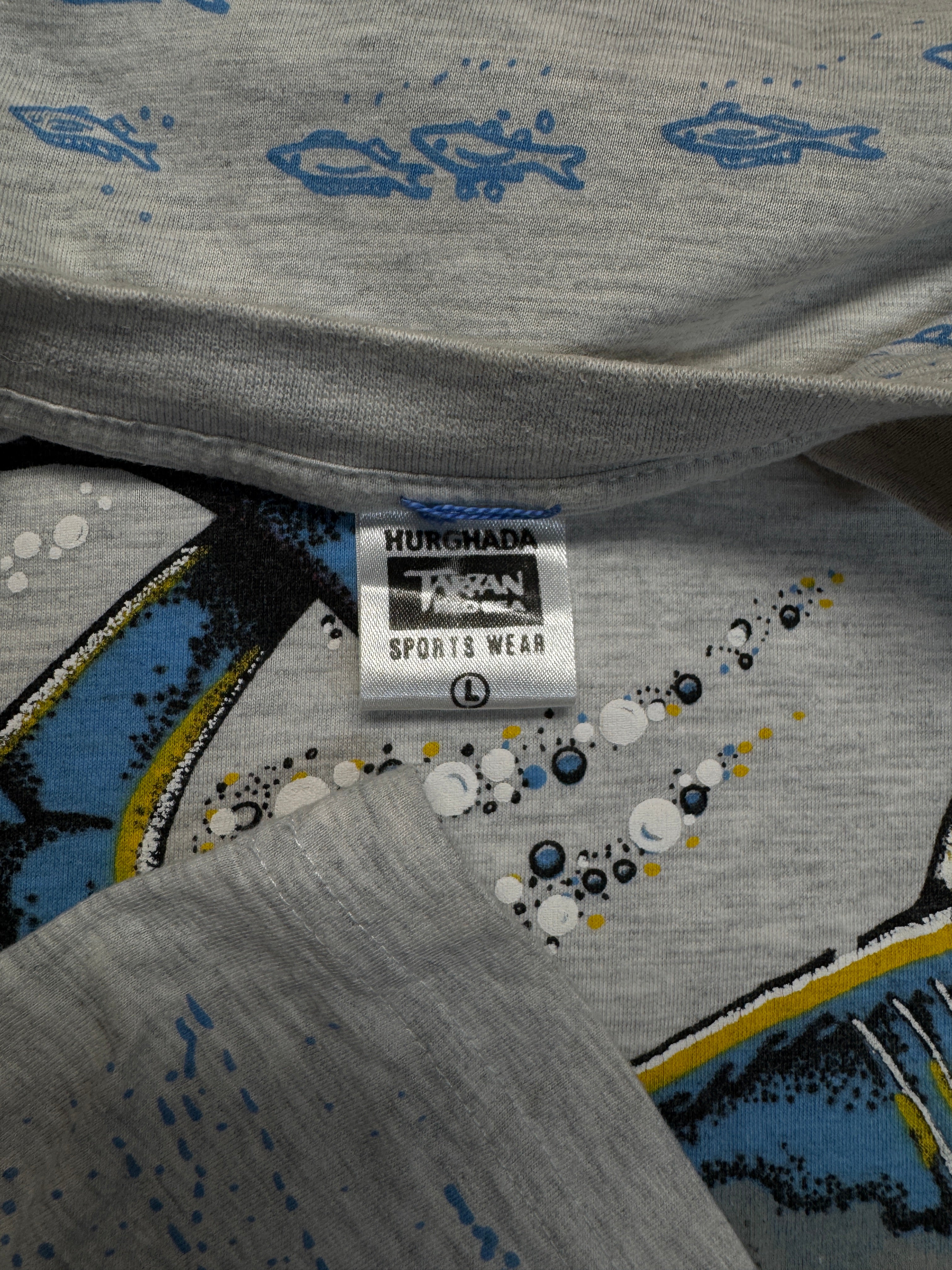 90s AOP Souvenir Shirt "Hurghada - Egypt" Grau L