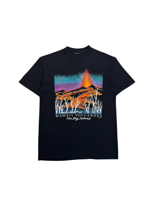 90s Souvenir Shirt "Hawaii Volcanoes - The Big Island" Single Stitch Schwarz M-L