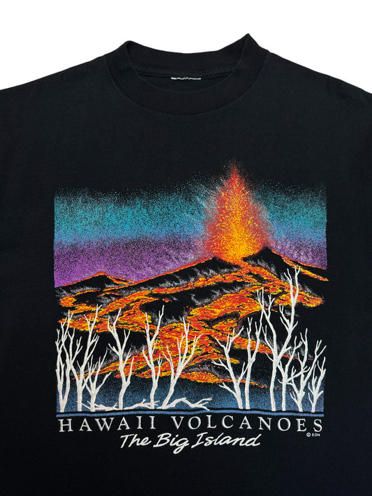 90s Souvenir Shirt "Hawaii Volcanoes - The Big Island" Single Stitch Schwarz M-L