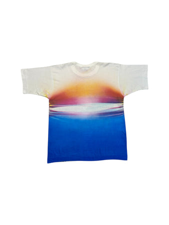 90s AOP Souvenir Shirt "Four Mile Beach Port Douglas" Single Stitch Made In Australia Weiß L