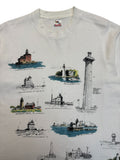 1993 Fruit Of The Loom Souvenir Shirt "Ohio Lighthouses On Lake Erie" Single Stitch Made In USA Weiß L