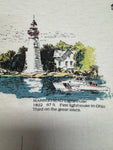 1993 Fruit Of The Loom Souvenir Shirt "Ohio Lighthouses On Lake Erie" Single Stitch Made In USA Weiß L