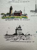 1993 Fruit Of The Loom Souvenir Shirt "Ohio Lighthouses On Lake Erie" Single Stitch Made In USA Weiß L