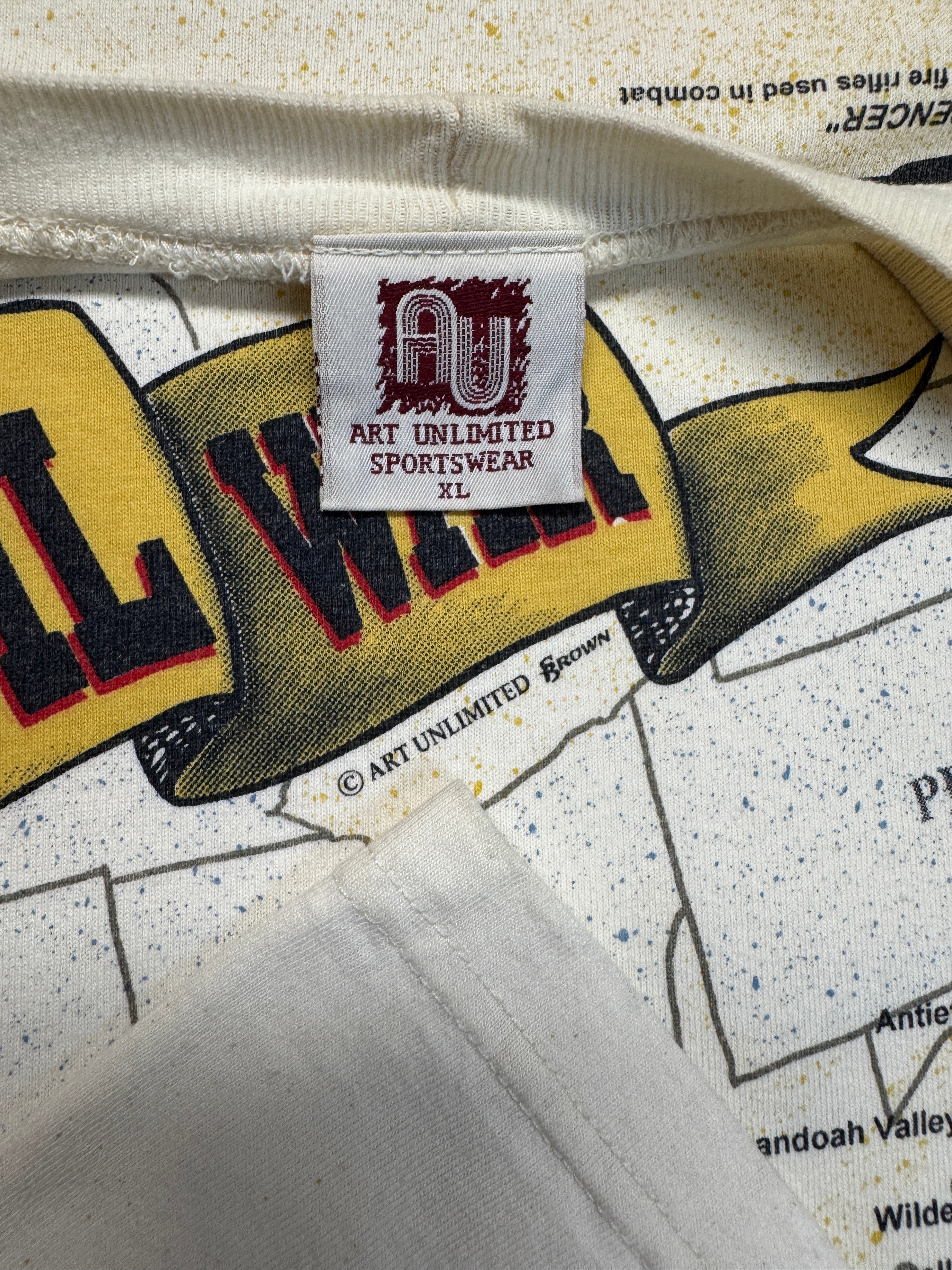 90s Art Unlimited AOP Souvenir Shirt "The Civil War" Made In USA Weiß XL