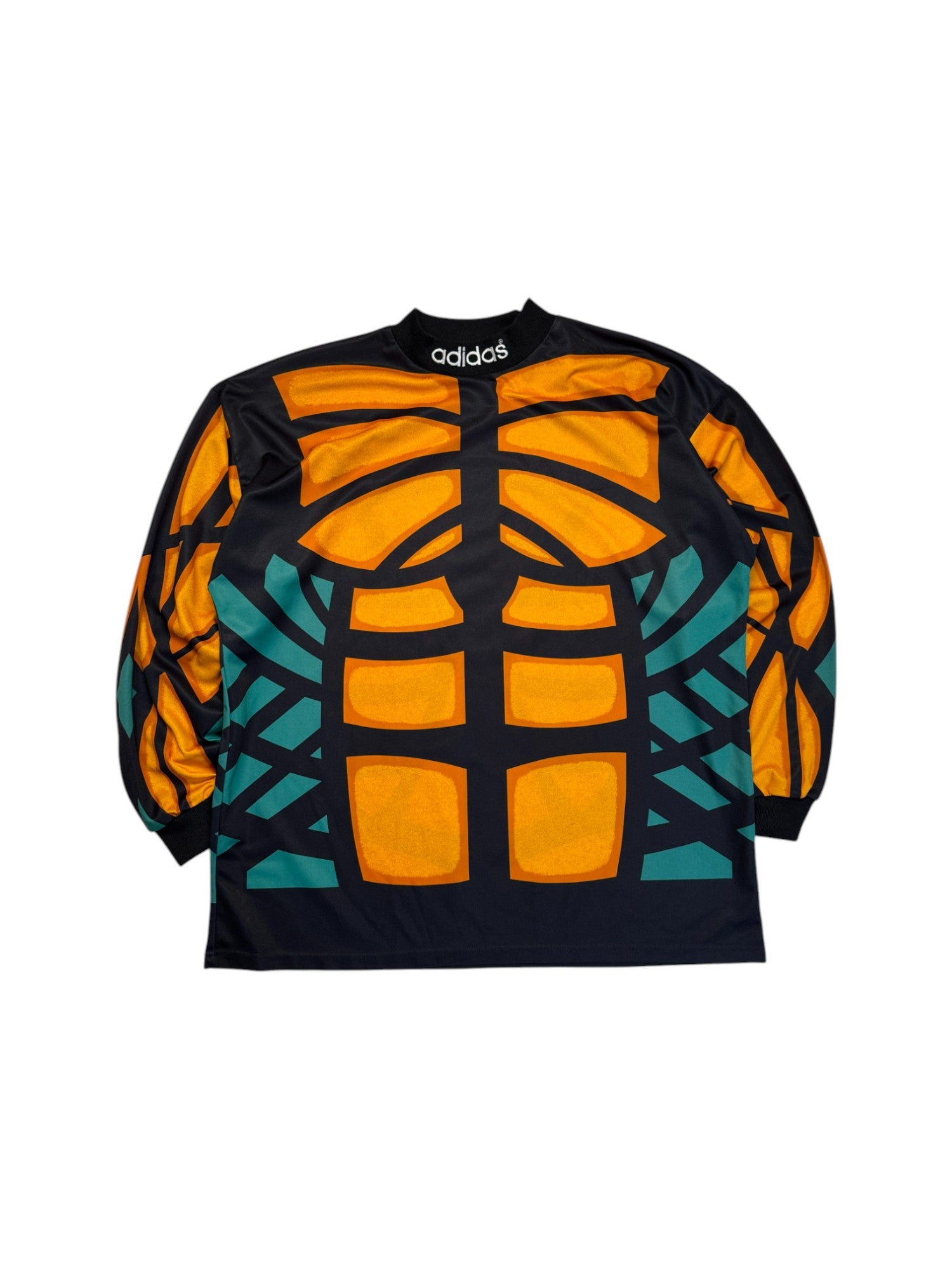 90s Adidas Torwarttrikot "Terminator" Template Made In England Schwarz Orange XL