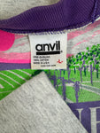 Vintage Anvil Shirt 1992 "Widmer Wines New York" Double Sleeve Single Stitch Made In USA Grau L
