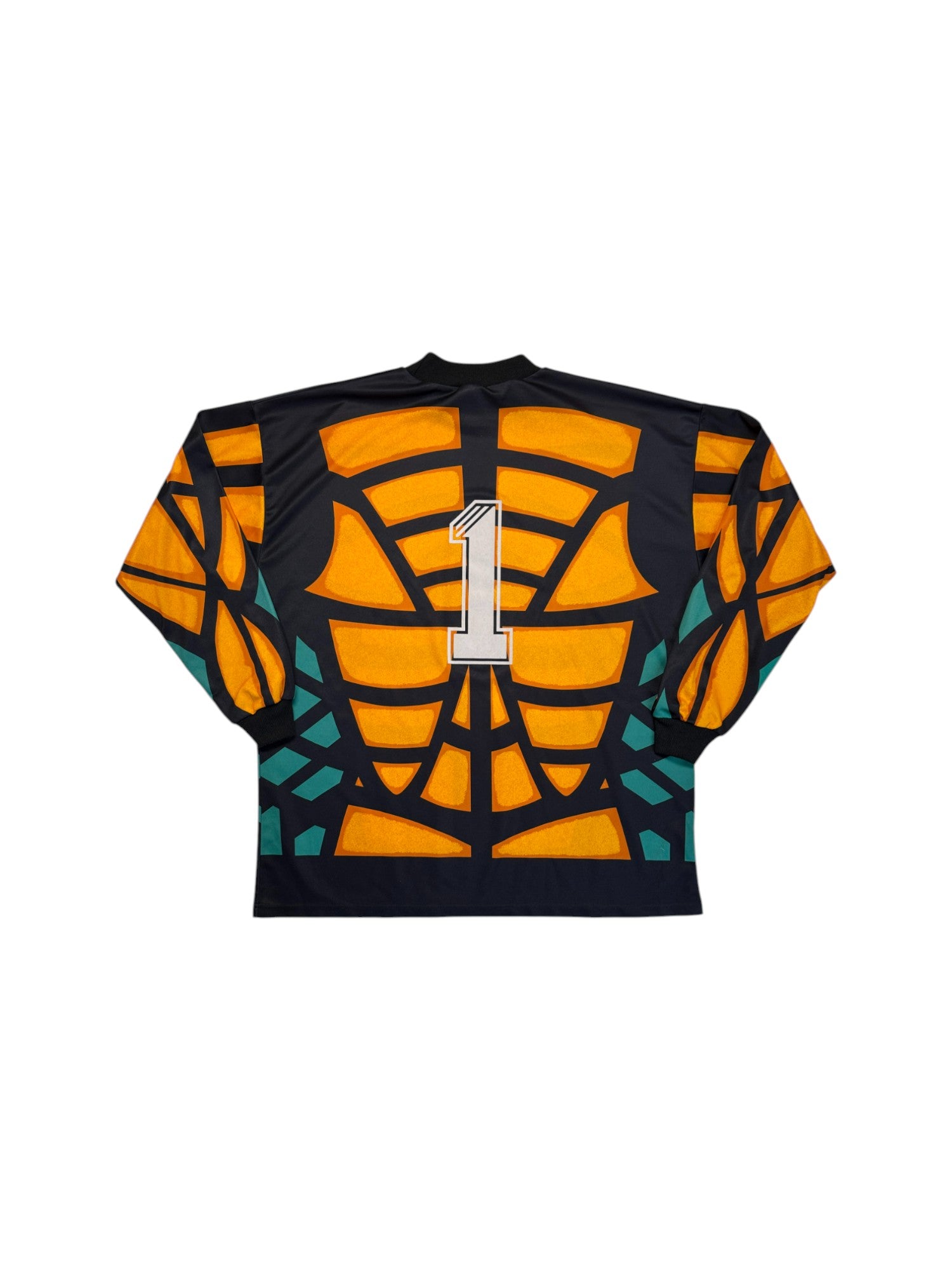 90s Adidas Torwarttrikot "Terminator" Template Made In England Schwarz Orange XL