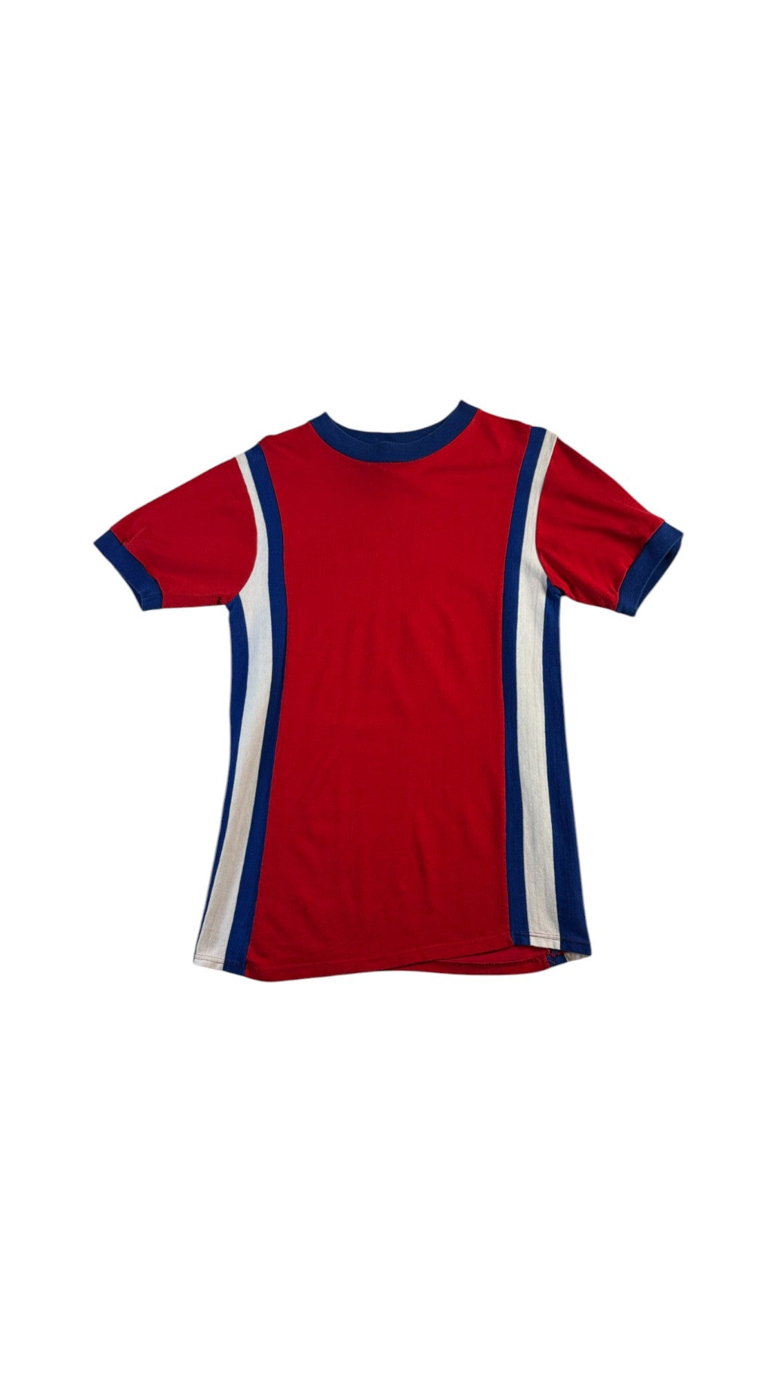 Vintage Palme Trikot 70s #7 Aufgenähte Rückennummer Rot Blau (Gr. 5) S-M