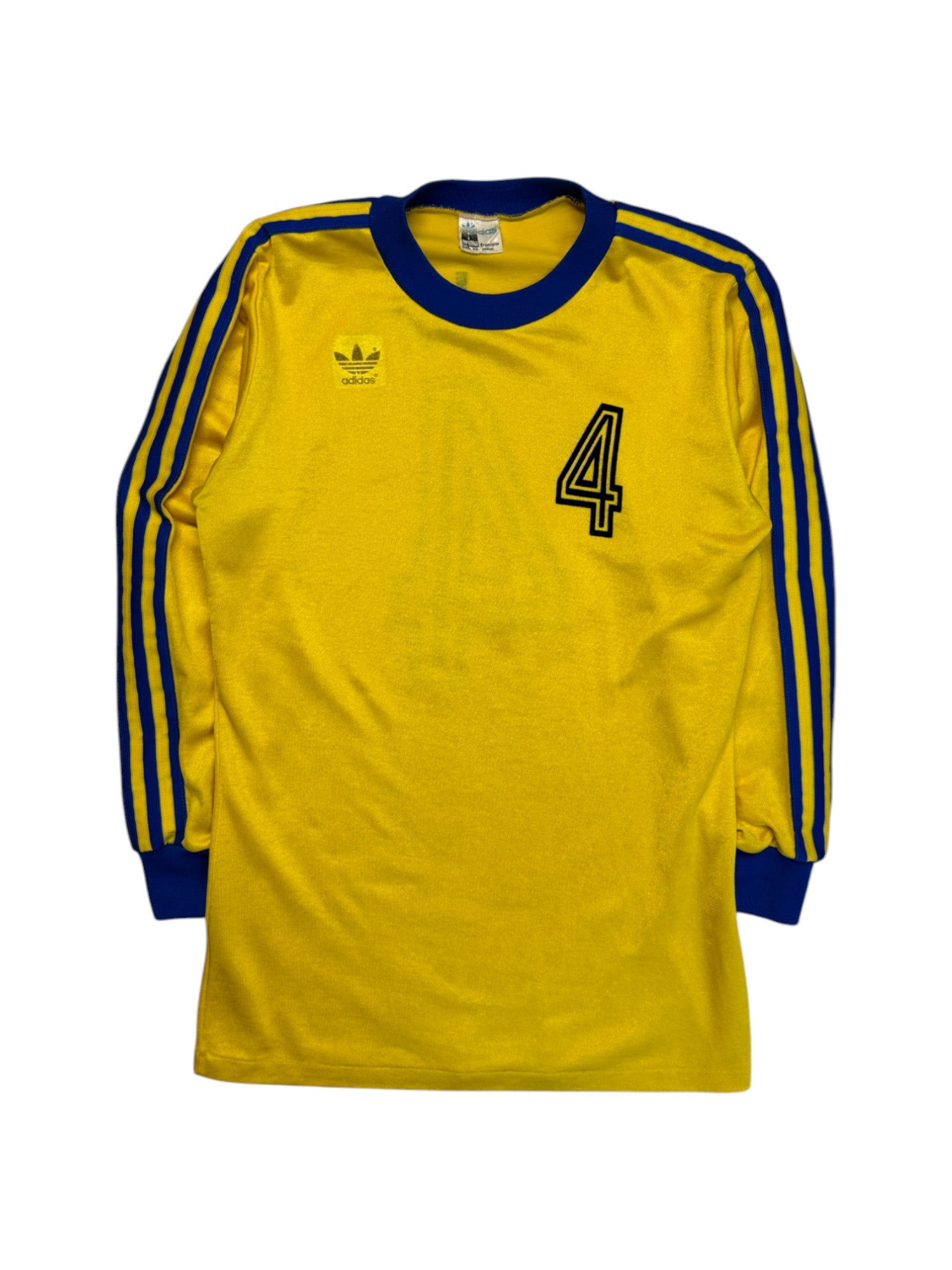 70s Adidas By Erima Trikot Langarm TuS Jork #4 Made In West Germany Gelb Blau 5/6 M