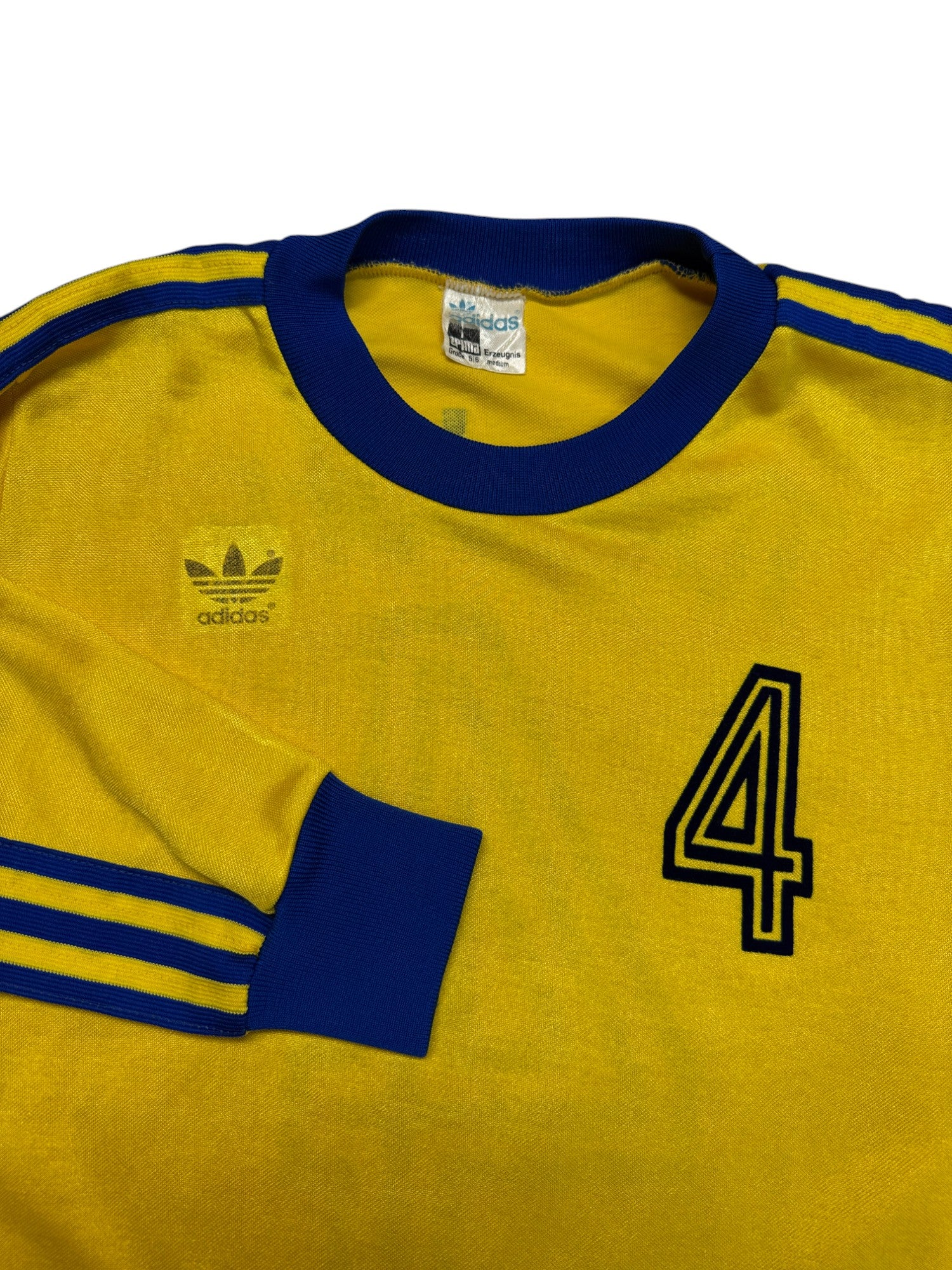 70s Adidas By Erima Trikot Langarm TuS Jork #4 Made In West Germany Gelb Blau 5/6 M