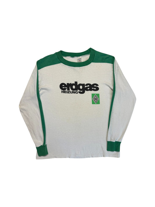 Rare! 1976 /1977 Borussia Mönchengladbach Trikot Allround "Erdgas Heizung" Made In West Germany Weiß Grün M-L