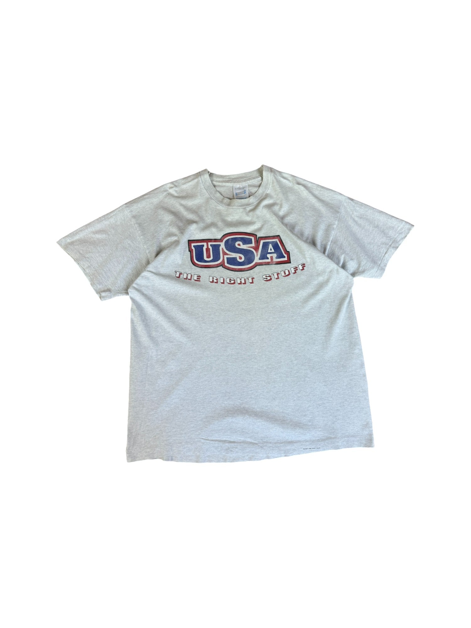 Vintage Screen Stars Shirt "USA, the right stuff" Single Stitch Grau XL - RareRags