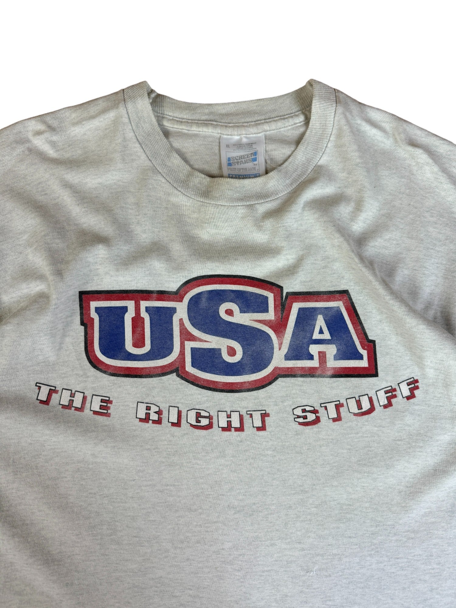 Vintage Screen Stars Shirt "USA, the right stuff" Single Stitch Grau XL - RareRags