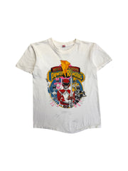 90s Kids Shirt Power Rangers Mighty Morphin Single Stitch Weiß XXS