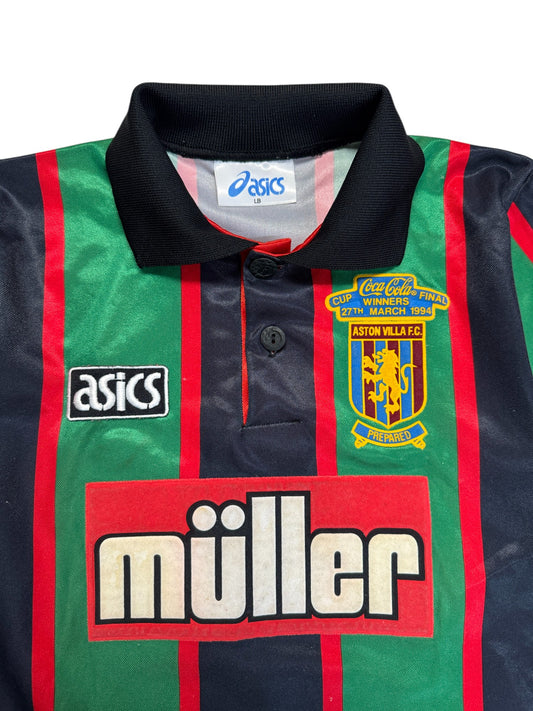 1994/95 Asics Trikot Aston Villa Müller Made In U.K Grün Schwarz (LB) XXS-XS