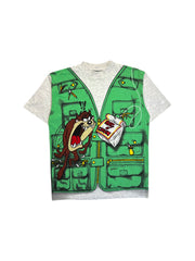 1995 Warner Bros. Shirt Taz & Bugs Bunny Angeln Grau Grün M-L