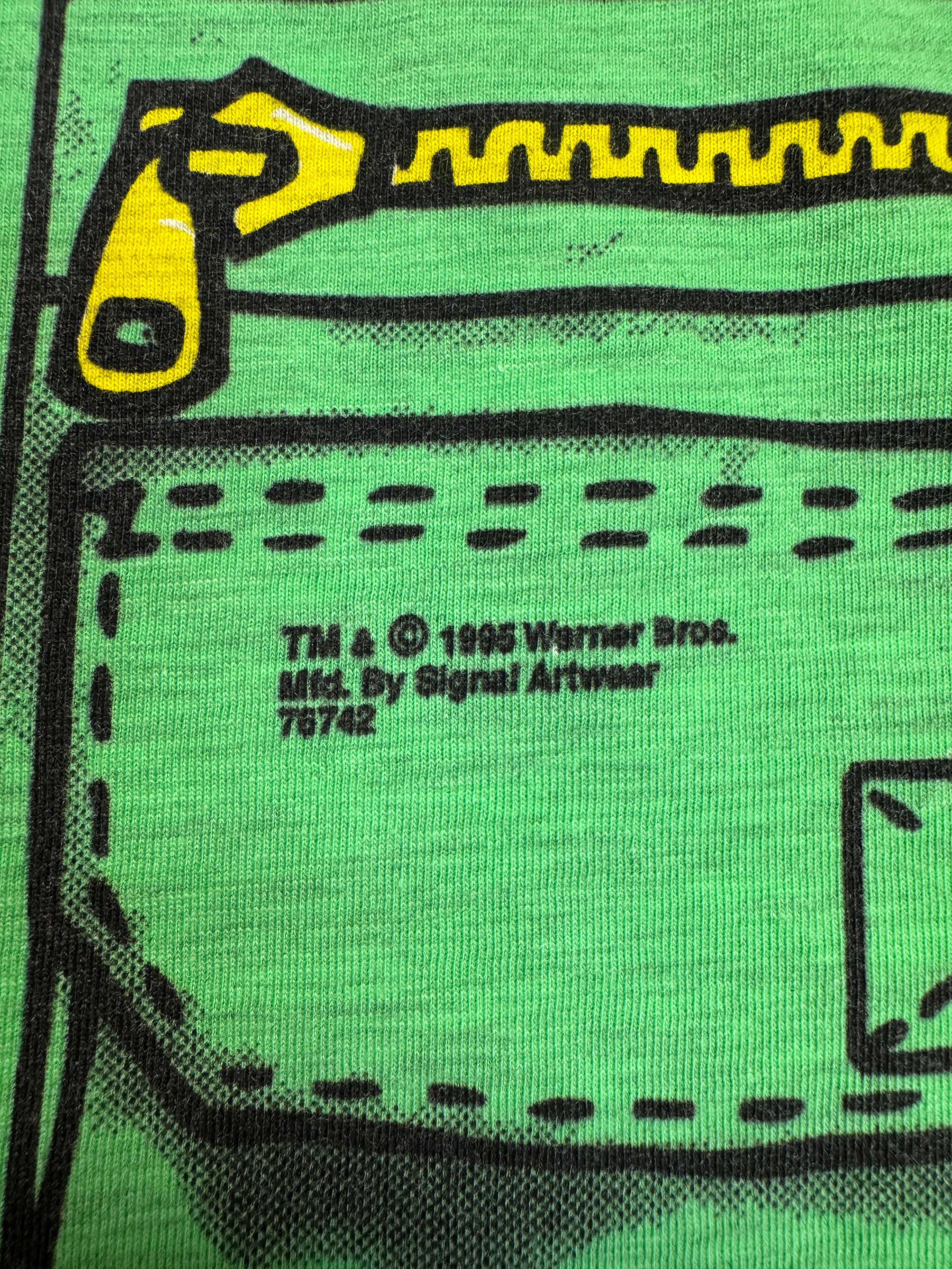 1995 Warner Bros. Shirt Taz & Bugs Bunny Angeln Grau Grün M-L